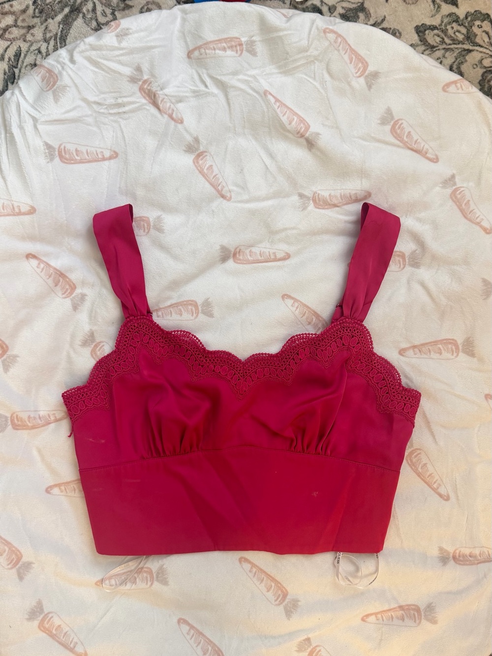 Guess Fuchsia Lace-Trim Bralette